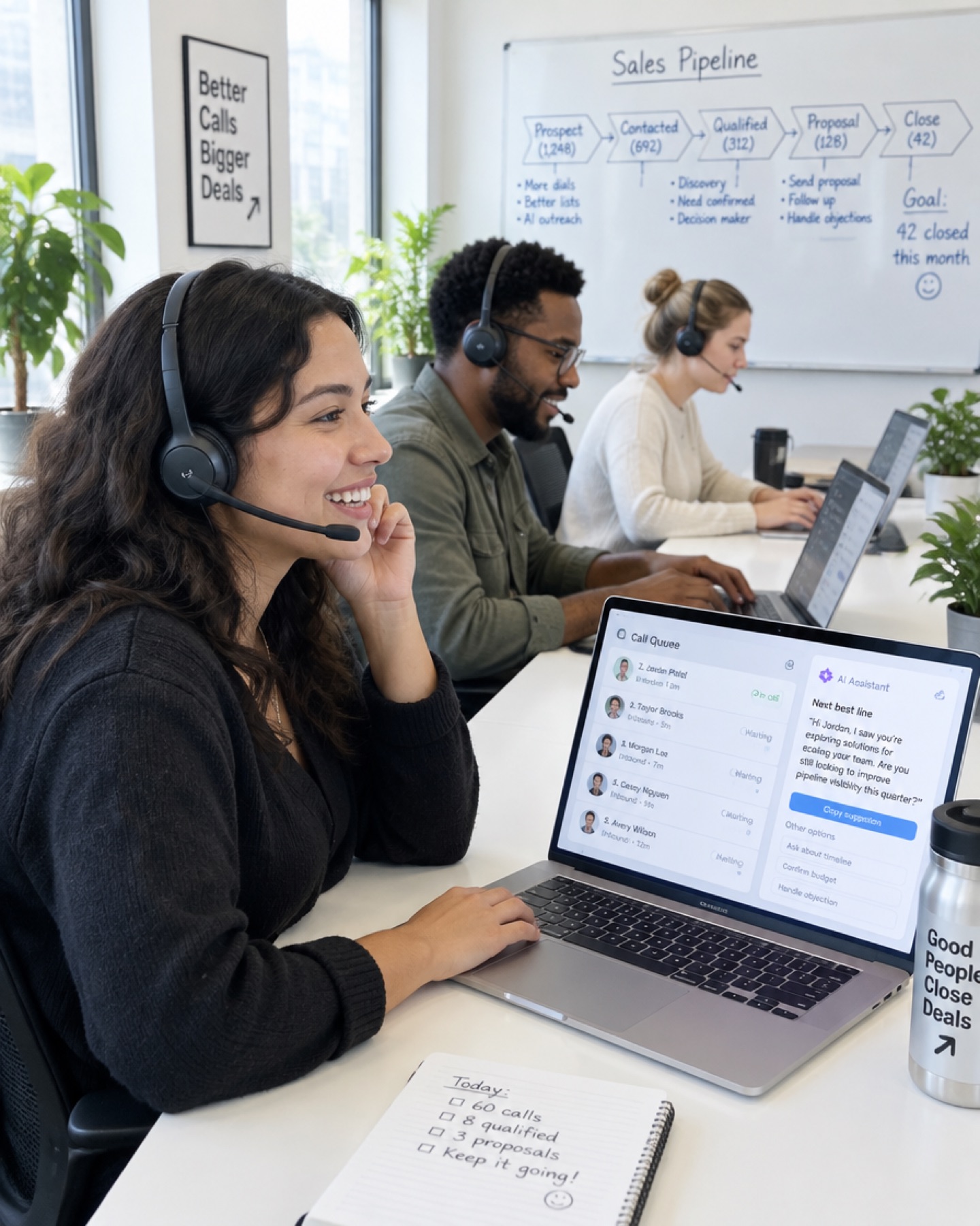 Sales team on the phones
